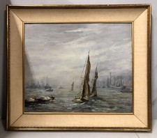 ANTICO QUADRO OLIO TAVOLA V. De Maria  DOPPIO DIPINTO MARINA PAESAGGIO MONTANO