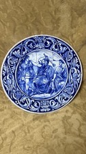Grande Piatto 39 Cm Ceramica Gualdo Tadino Umbria Lustro Monocromo Blu ‘900
