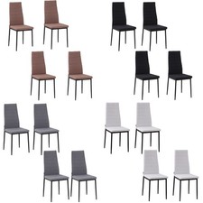 HOMCOM Set 4 Sedie Imbottite per Soggiorno Moderno in Metallo e Tessuto