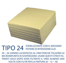 Cartoni Filtranti 25 pezzi TIPO 24 20x20 filtri vino e pompa Rover COLOMBO puliz