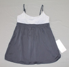 Canotta Lululemon Bliss Babydoll Heathered Wee a righe grigio bianco taglia 10