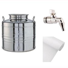 Contenitore Fusto Acciaio Inox Olio 30 Litri con Rubinetto e Tappetino OMAGGIO