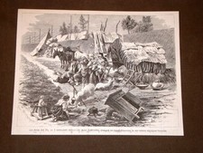 Esondazione del fiume Po in Piemonte nel 1879 Bivacco contadini nelle campagne