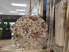 Antico Lampadario in Vetro di Murano con Fiori e Pendenti Vintage