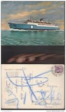 6290) MOTONAVE NAVE CANGURO AZZURRO TRAGHETTI CANGURO VIAGGIATA 1960