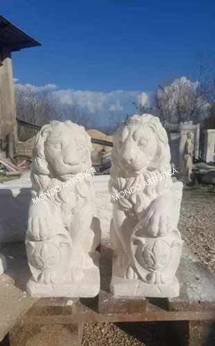 Coppia leoni statua con - di,