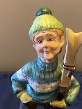 Vintage Capodimonte Statuina Uomo Sciatore Ceramica.Dimensioni:21x10x7cm.Ottima