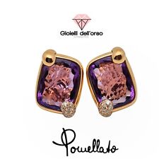 Pomellato Orecchini Donna Ritratto Oro Rosa 18 Carati Ametista Brillanti