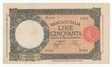 50 LIRE LUPETTA CAPITOLINA  ( FASCIO )  ROMA 1°  TIPO DECR   30 - 04 - 1937