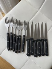 Set 12 posate da bistecca – 6 coltelli + 6 forchette con manico nero