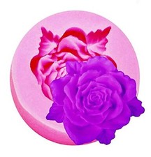 Stampo in silicone a forma di rosa con foglie sapone resina gesso diy K.21298