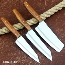 Set Chef 3 Pezzi Personalizzato Fatto a Mano D2 Tool Acciaio con Fodero in Pelle Resistente