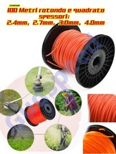 FILO PER DECESPUGLIATORE TONDO QUADRATO 2,4 2,7 3 4 MM BOBINA 100M PROFESSIONALE