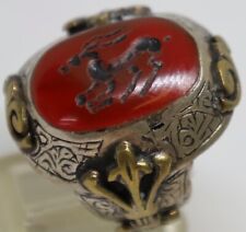 ANELLO UNICO ANTICO IN ARGENTO MASSICCIO ROMANO INTAGLIO PIETRA AGATA QUASI O...