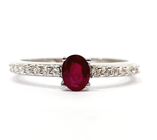 White gold ruby - gold, diamond
