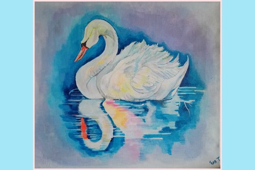 Dipinto acrilico cigno - dipinto,