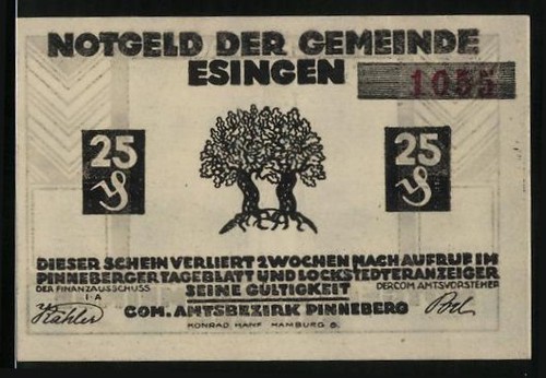 Notgeld esingen tornesch 25 - tornesch,