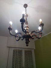 Lampadario di Legno Dorato Barocco 6 Braccia Perfetto