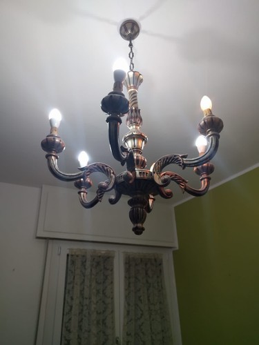 Lampadario legno dorato - legno,