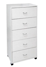 CASSETTIERA SETTIMINO MODERNO 5 CASSETTI BIANCO ROVERE SBIANCATO LEGNO 101*50*40