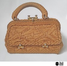 Borsa a mano "Roberta di Camerino" in corda intrecciata vintage Italy 1960s