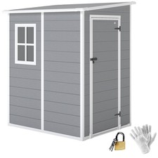 Outsunny Casetta da Giardino con Finestra e Doppia Porta 122x149x192 cm Grigio