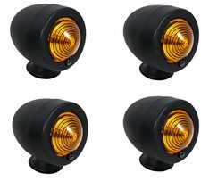 FRECCE MOTO BULLET FANALINO NERO ARANCIO CAFE RACER MOTO CUSTOM VINTAGE 4PEZZI