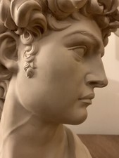 SCULTURA TESTA DAVIDE MICHELANGELO MARMO PASTA GRECO ROMANA ARTE DAVID BUSTO