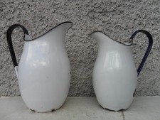 LOTTO DI DUE VECCHIE BROCCA CARAFFA IN FERRO LATTA SMALTATA ANNI 50 - VINTAGE