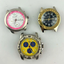 Stock 3 Orologi Chrono Quarzo Non Funzionanti Uomo Acciaio Parti Di Ricambio