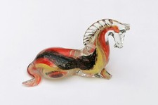 Cavallo in Vetro di Murano Scultura Vetro Sommerso Giallo Arancione Difetto