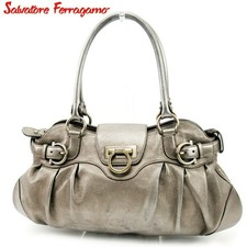 Salvatore Ferragamo Borsa a mano Tote Purse Gancini Argento Autentica