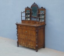 Comò cassettone toilette Carlo X in mogano con alzata, '800 - L 89 cm!