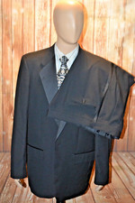 Unbrand smoking uomo su misura lana nero 1 bottone anteriore taglia 46L Wst 38x33