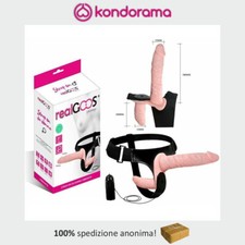 Strap on realGOOS® vibratore indossabile donna con doppio dildo anale e vaginale