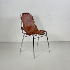 SEDIA CHARLOTTE PERRIAND LES ARCS ANNI 70 PELLE MARRONE METÀ SECOLO VINTAGE #4605