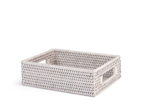 Cesto rattan sbiancato con - in,