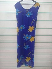 Pinky Vestito Abito Donna Lungo Blu Fiori Mare Copricostume Casa Shopping Tg L