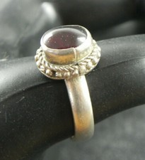 Anello UNISEX Misura 20 ARGENTO 925 Indiano Con Pietra Rossa Gotico Punzonato