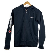 Felpa Heineken nera full zip manica XL logo misto cotone poli