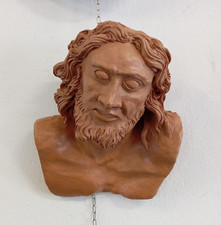 Scultura terracotta volto Gesu’ da parete made in Italy design modernariato 1960