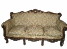 Divano in legno 3 posti con due poltrone anni 40-50