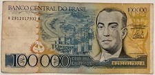 100000 CRUZEIROS BANCO CENTRAL DO BRASIL BANCONOTA CARTAMONETA BRASILE