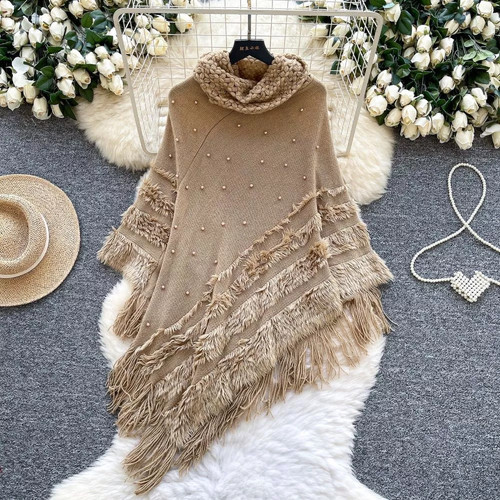 Poncho donna kaki - poncho,