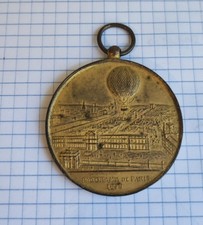 Francia Grande Medaglia Bronzo Dorato Mongolfiera Giffard Parigi 1878