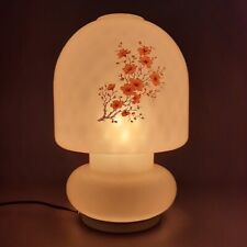 Lampada Da Tavolo Vetro Murano Fungo Grande Bianco Con Fiori Vintage Anni ‘70