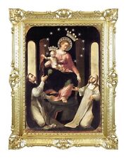 STAMPA BANNER TELATO DIPINTO MADONNA ROSARIO DI POMPEI CORNICE BAROCCA CM 86X67