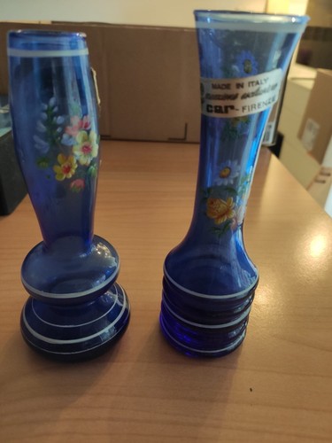 Coppia vasi dipinti vetro - coppia,