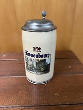 BOCCALE BIRRA VINTAGE KRONENBOURG DECORATO CON COPERCHIO IN PELTRO