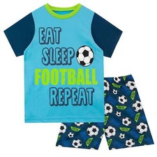 Pigiama Eat Sleep Calcio Ripeti Bambini Ragazzi Adolescenti 12 13 Anni Pigiama Blu Verde